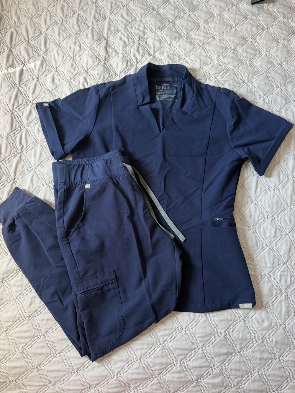 Figs Women's Navy Track Pants & Scrub Top Set